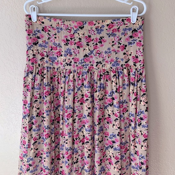 Vintage Pink Purple Floral Tired Fairy Cottagecore Midi Skirt Size 10 - Picture 5 of 8